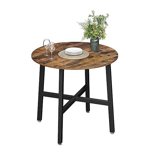 Songmics Esstisch Delon Rund Ø 80 cm Braun-Schwarz günstig online kaufen