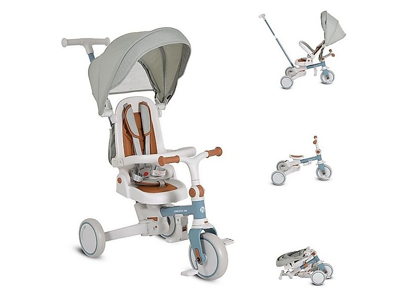Byox Dreirad Tricycle Compacto 4 in 1, Schiebegriff klappbar Gurt umbaubar günstig online kaufen
