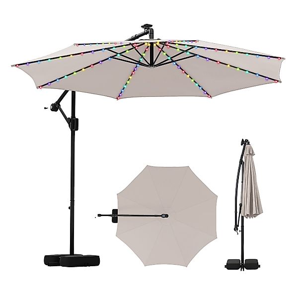 COSTWAY Sonnenschirm, Solar Ampelschirm mit Basis, günstig online kaufen