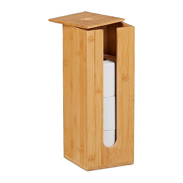 relaxdays Toiletten-Ersatzrollenhalter Toilettenpapier Aufbewahrung Bambus günstig online kaufen