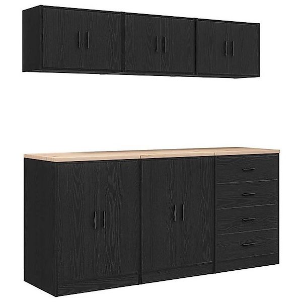 vidaXL Aktenschrank Garagenschränke 6 Stk Schwarz Holzwerkstoff günstig online kaufen