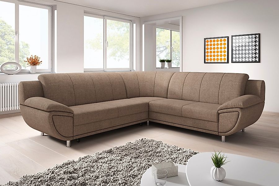 TRENDMANUFAKTUR Ecksofa "Rondo II, zeitlos & elegant, bequeme Armlehnen, L- günstig online kaufen