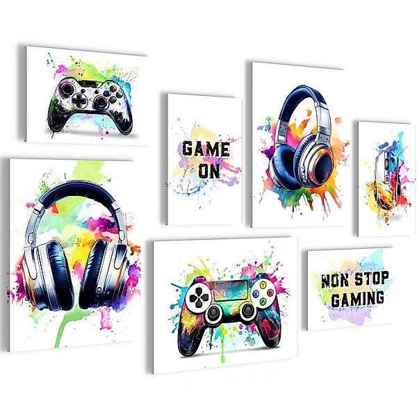 Novart Wandbild Gamer Bunt, Weißer Hintergrund günstig online kaufen