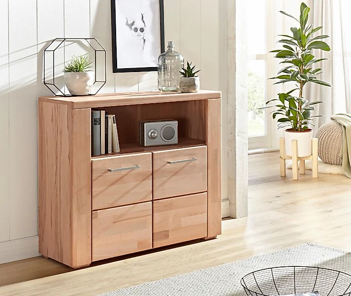 Home affaire Kommode "Celle,90cm breit,35 cm tief, Fronten Massivholz", Hol günstig online kaufen