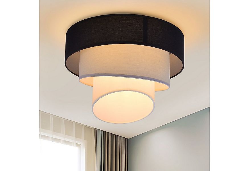 ZMH LED Deckenleuchte Wohnzimmer Ø40cm Modern Stoffschirm Schwarz Deckenlam günstig online kaufen