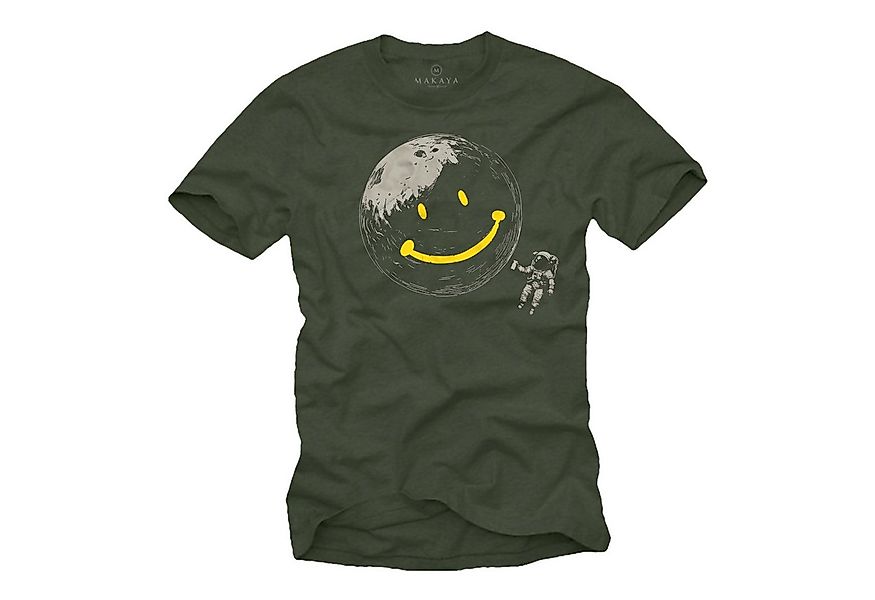 MAKAYA T-Shirt Cooles Shirt für Herren mit Astronaut und Smile Motiv (Schwa günstig online kaufen