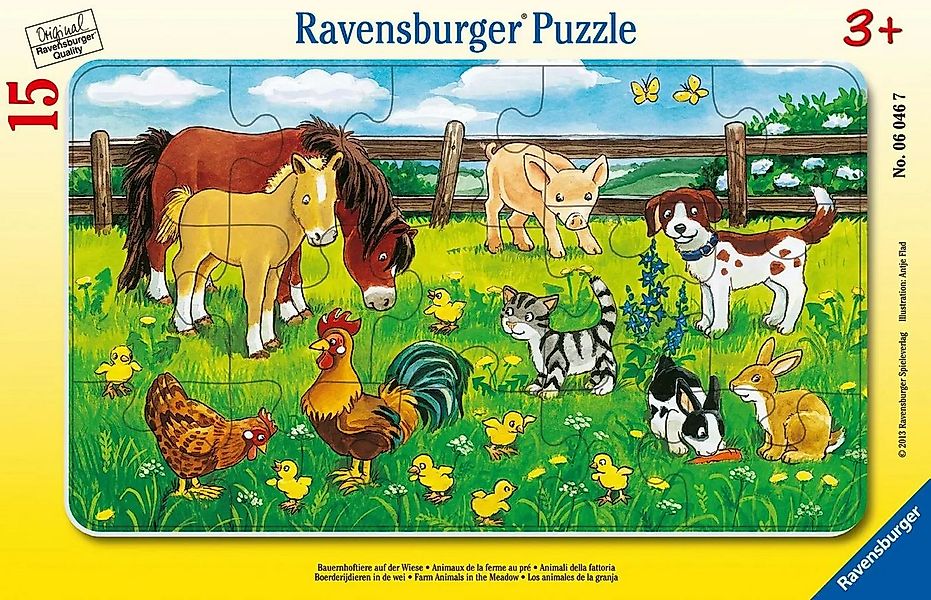 Ravensburger Puzzle Bauernhoftiere auf der Wiese. Rahmenpuzzle 15 Teile, 15 günstig online kaufen