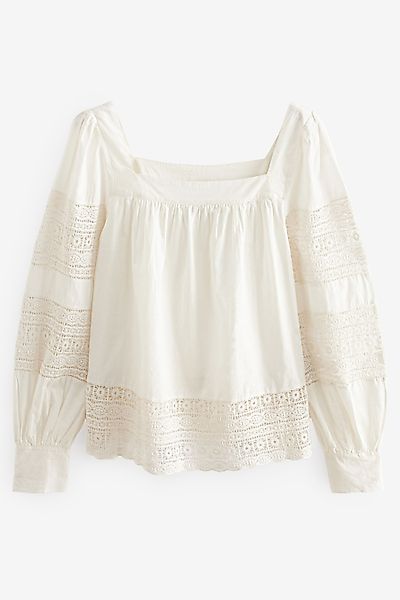 Next Langarmbluse Premium-Spitzenbluse mit langen Ärmeln günstig online kaufen