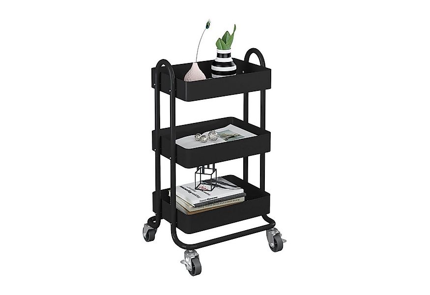 en.casa Küchenwagen, »Pyhäntä« Stahl mit 3 Ebenen Schwarz günstig online kaufen