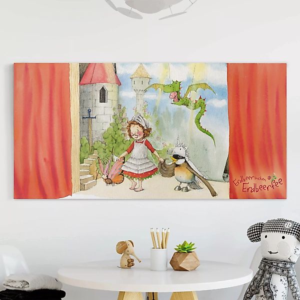 Leinwandbild Kinderzimmer - Querformat Erdbeerinchen Erdbeerfee - Theatersp günstig online kaufen