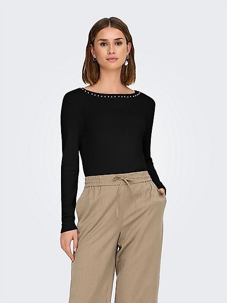 ONLY Strickpullover ONLVENICE – Strickpullover mit Perlendetail und Rundhal günstig online kaufen