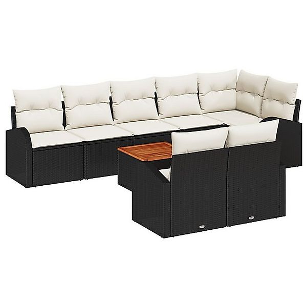 vidaXL Loungesofa 9-teiliges Garten-Sofa-Set mit Kissen Schwarz Poly Rattan günstig online kaufen
