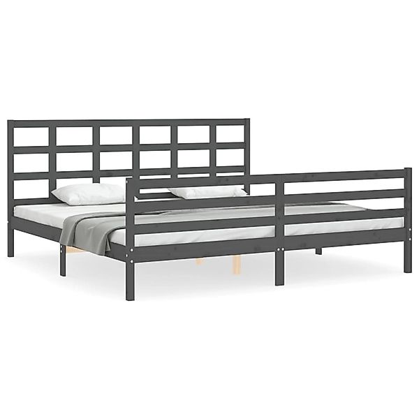 vidaXL Massivholzbett mit Kopfteil Grau 200x200 cm 3194008 günstig online kaufen