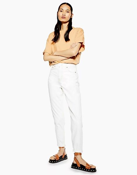 Topshop – Mom-Jeans in Weiß günstig online kaufen