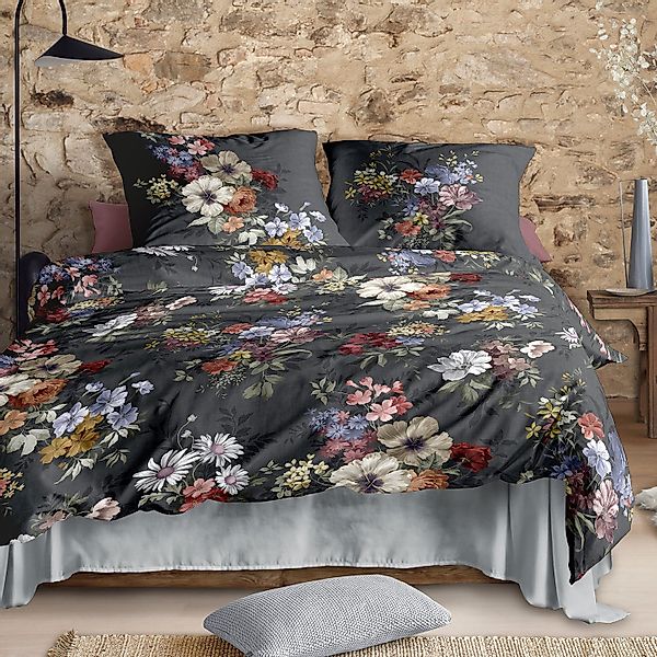 Irisette Flausch Cotton Bettwäsche Zobel 8633-11 Blumen D.Grau 135x200 günstig online kaufen