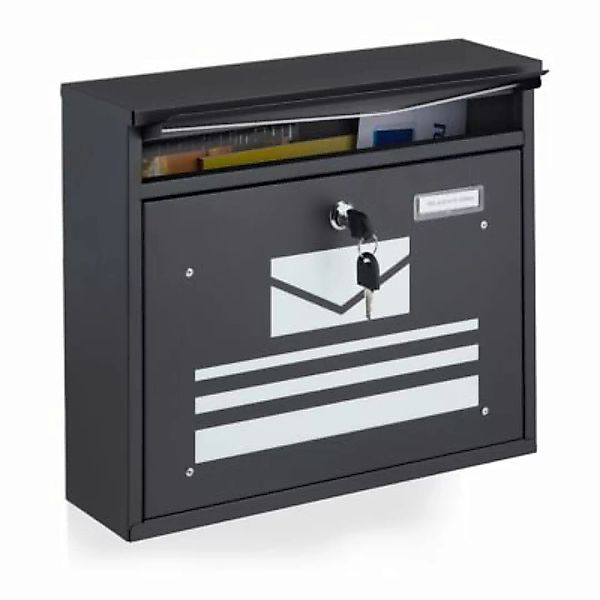 relaxdays Pulverbeschichteter Briefkasten schwarz günstig online kaufen