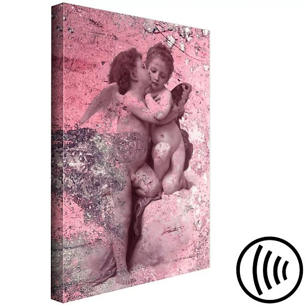 Leinwandbild Engels-Kuss - verliebt in Engeln auf einem abstrakten Hintergr günstig online kaufen