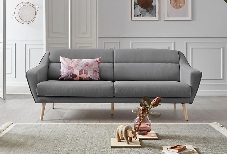 OTTO home 3-Sitzer "Bille" mit Naht im Rückenkissen und Eiche-Beinen, Desig günstig online kaufen