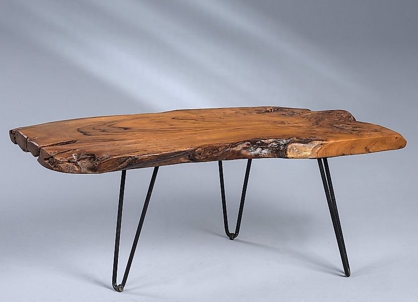 freiraum Couchtisch Tallus, in braun, Teakholz + Metall - 100x40x40cm (LxBx günstig online kaufen