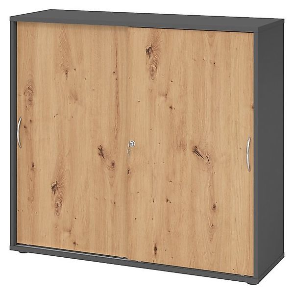bümö Aktenschrank office Schiebetürenschrank Dekor: Graphit/Asteiche - Grif günstig online kaufen