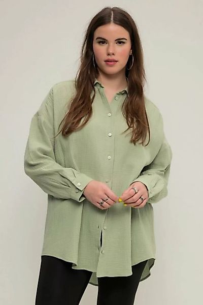Studio Untold Hemdbluse Musselin Bluse oversized Hemdkragen Langarm günstig online kaufen