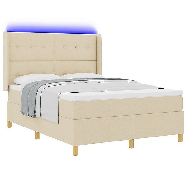 vidaXL Bett Boxspringbett mit Matratze und LED Creme 160x200 cm Stoff (1-tl günstig online kaufen