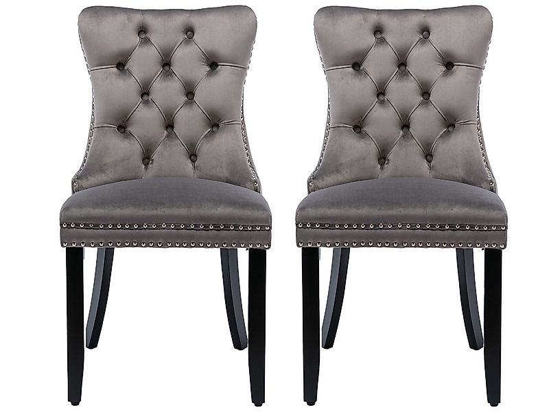 SeedWave Esszimmerstuhl 2er-Set Küchenstuhl Samtbezug, Holzfüße mit Verstel günstig online kaufen