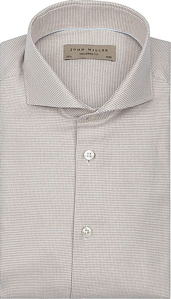 John Miller Hemd Small Check Beige - Größe 45 günstig online kaufen