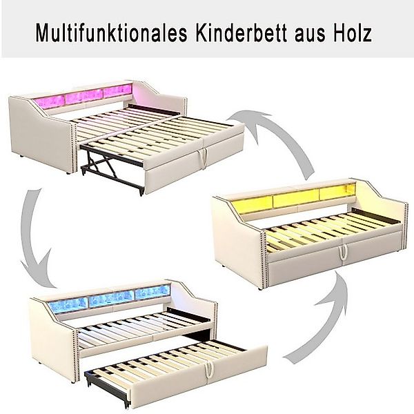 Odikalo Ausziehbett Schlafsofa Polsterbett Staufach USB Lattenrost 90-180x2 günstig online kaufen