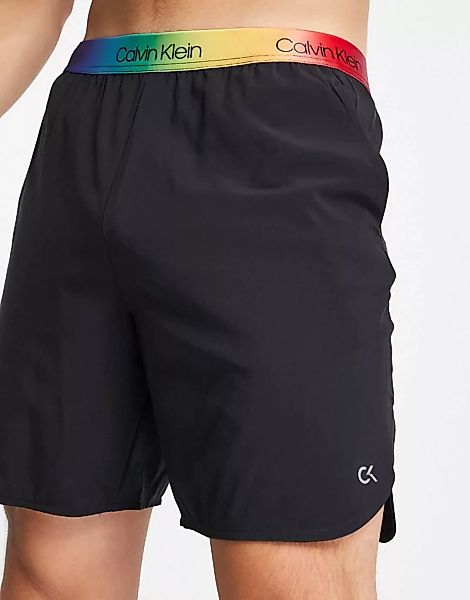 Calvin Klein Performance – Pride Capsule – Gewebte Shorts in ck-Schwarz mit günstig online kaufen