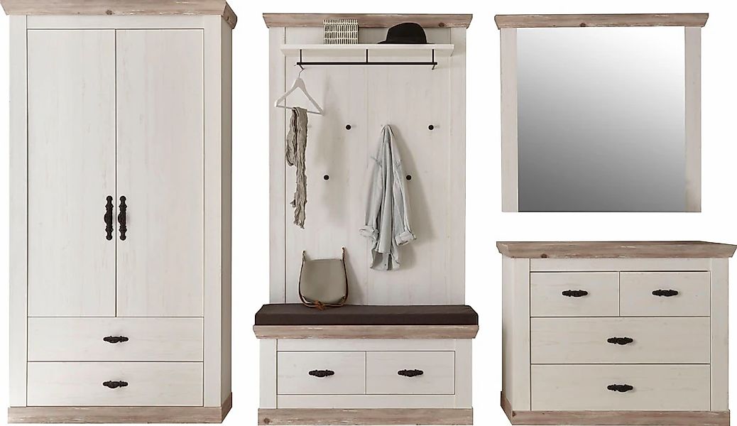 Home affaire Garderoben-Set "Florenz" 4 Stk. tlg. bestehend aus Bank, Panee günstig online kaufen