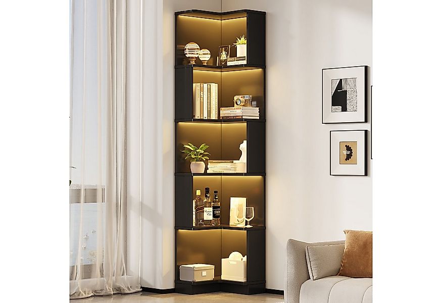 Flieks Bücherregal Standregal mit LED-Beleuchtung und 6 Ebenen, B63,5/T45/H günstig online kaufen