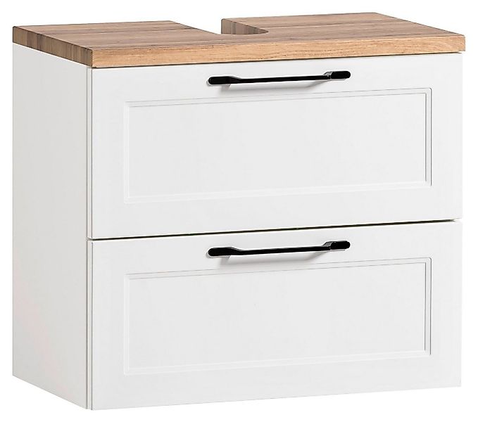 HELD MÖBEL Waschbeckenunterschrank MERAN, B 60 cm, Weiß matt, Wotaneiche De günstig online kaufen