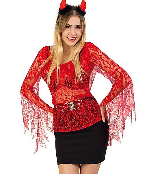 Fries Teufel-Kostüm Teufelin Bluse Horror Teufelsbluse Rot Halloween Karnev günstig online kaufen