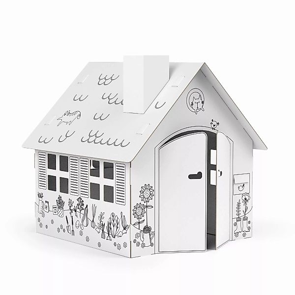 FOLDZILLA Spielhaus Pappe XXL Spielhaus Gartenhaus zum Ausmalen günstig online kaufen