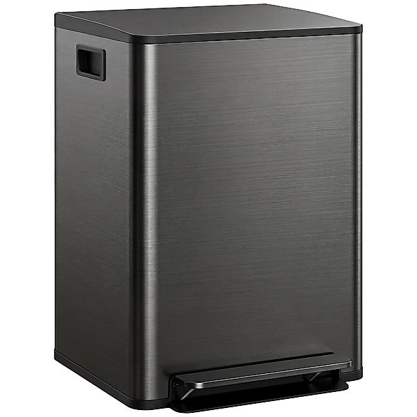 HOMCOM Mülleimer Küche 2x30 L Treteimer mit Softclose-Deckel Pedal Fingerab günstig online kaufen