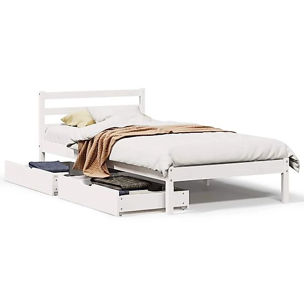 vidaXL Massivholzbett ohne Matratze Weiß 90x190 cm Kiefernholz 3301527 günstig online kaufen