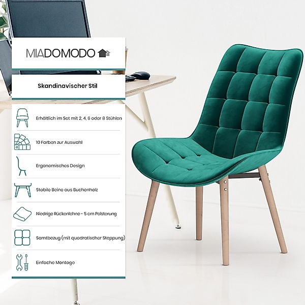 MIADOMODO Esszimmerstuhl Esszimmerstühle Wohnzimmerstühle Küchenstuhl Samt günstig online kaufen