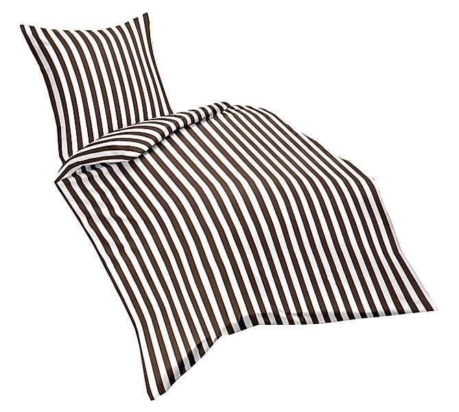 fleuresse Bettwäsche 135x200cm Streifen gestreift in Braun Türkis oder Rot, günstig online kaufen