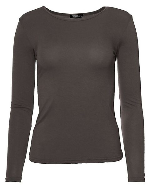 Muse Rundhalsshirt Basic Rundhals Langarmshirt Skinny Fit 1093 günstig online kaufen