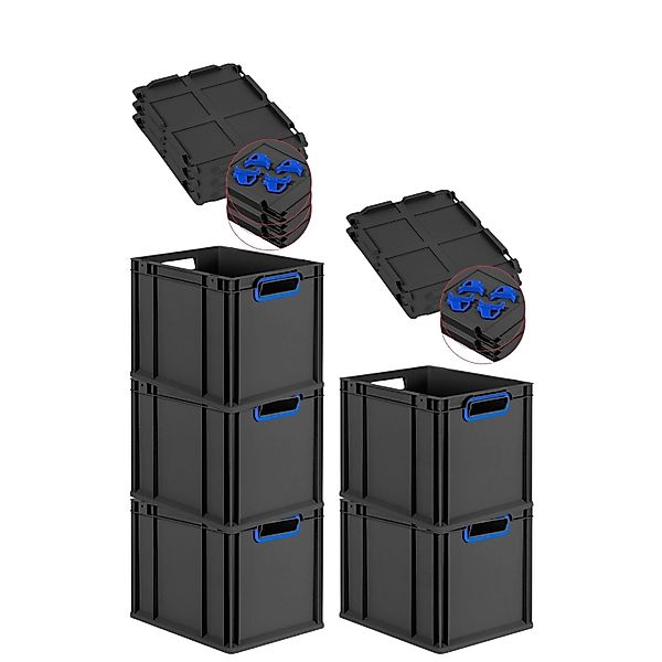 PROREGAL SparSet 5x Eurobox Nextgen Color Mit Auflagedeckel HxBxT 32x30x40c günstig online kaufen