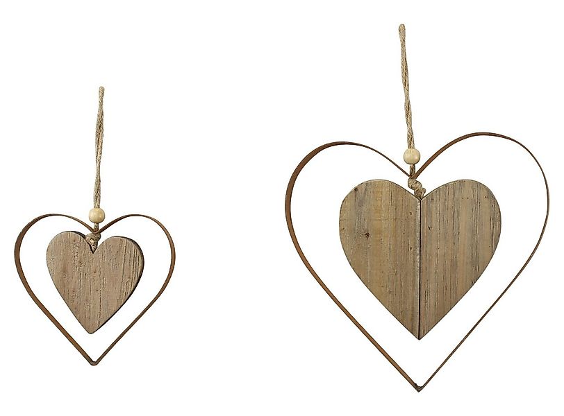 Dekoleidenschaft Dekohänger "Herz in Herz" aus Metall in Rost-Optik & Treib günstig online kaufen
