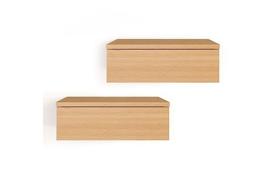 KOMTO Wandregal mit Schublade 2er Set Nachttisch Wandschublade Monaco 2 pcs günstig online kaufen