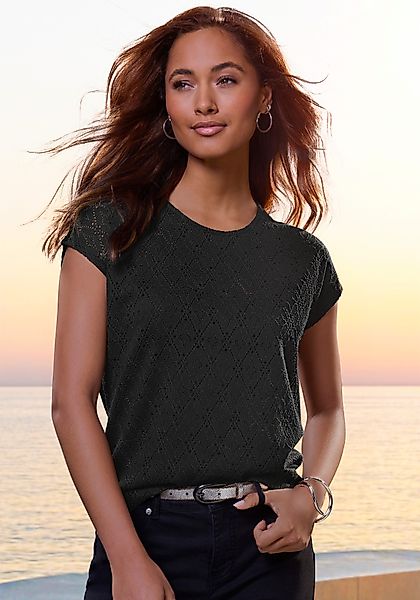 LASCANA Rundhalsshirt mit funkelnden Pailetten aus günstig online kaufen