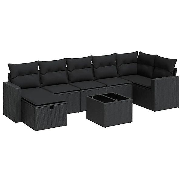 vidaXL 8-Tlg Garten-Sofagarnitur mit Kissen Schwarz Poly Rattan 3325411 günstig online kaufen