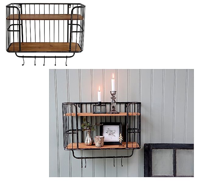 Chic Antique Wandregal Wandregal mit 5 Haken Regal Chic Antique H45,5 / B20 günstig online kaufen