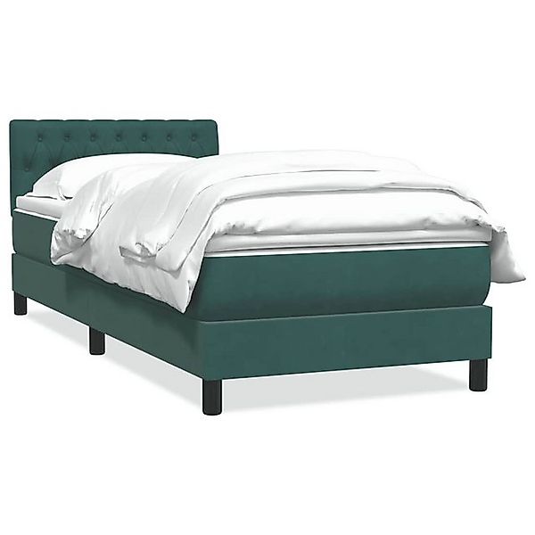 vidaXL Boxspringbett, Boxspringbett mit Matratze Dunkelgrün 90x210 cm Samt günstig online kaufen