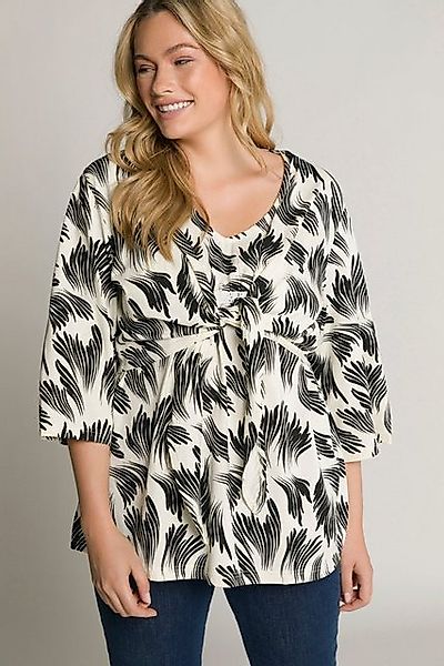 Ulla Popken Shirtjacke Kimono bedruckt V-Ausschnitt 3/4-Arm günstig online kaufen