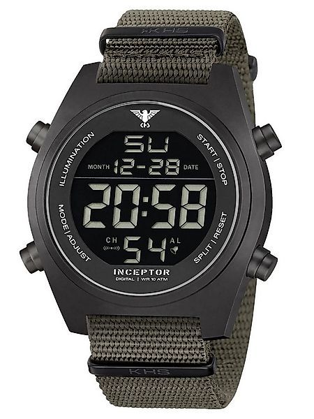 KHS Quarzuhr Inceptor Stahl Digital Olivgrün/Schwarz günstig online kaufen