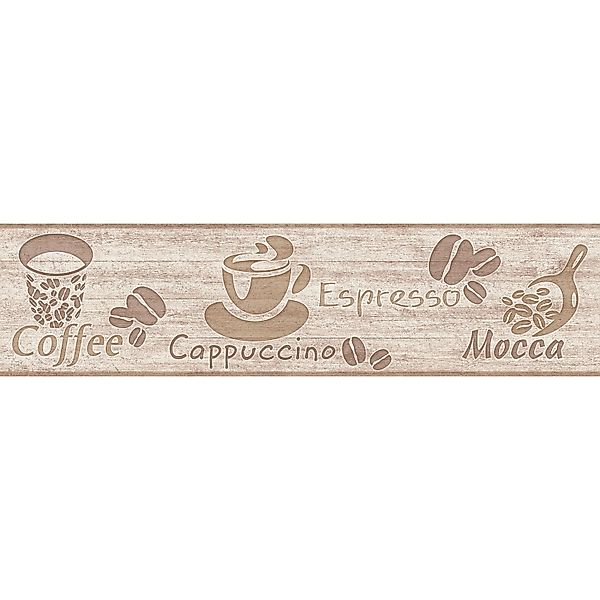 Bricoflor Kaffee Tapete als Bordüre in Beige Küchenbordüre mit Kaffeebohnen günstig online kaufen